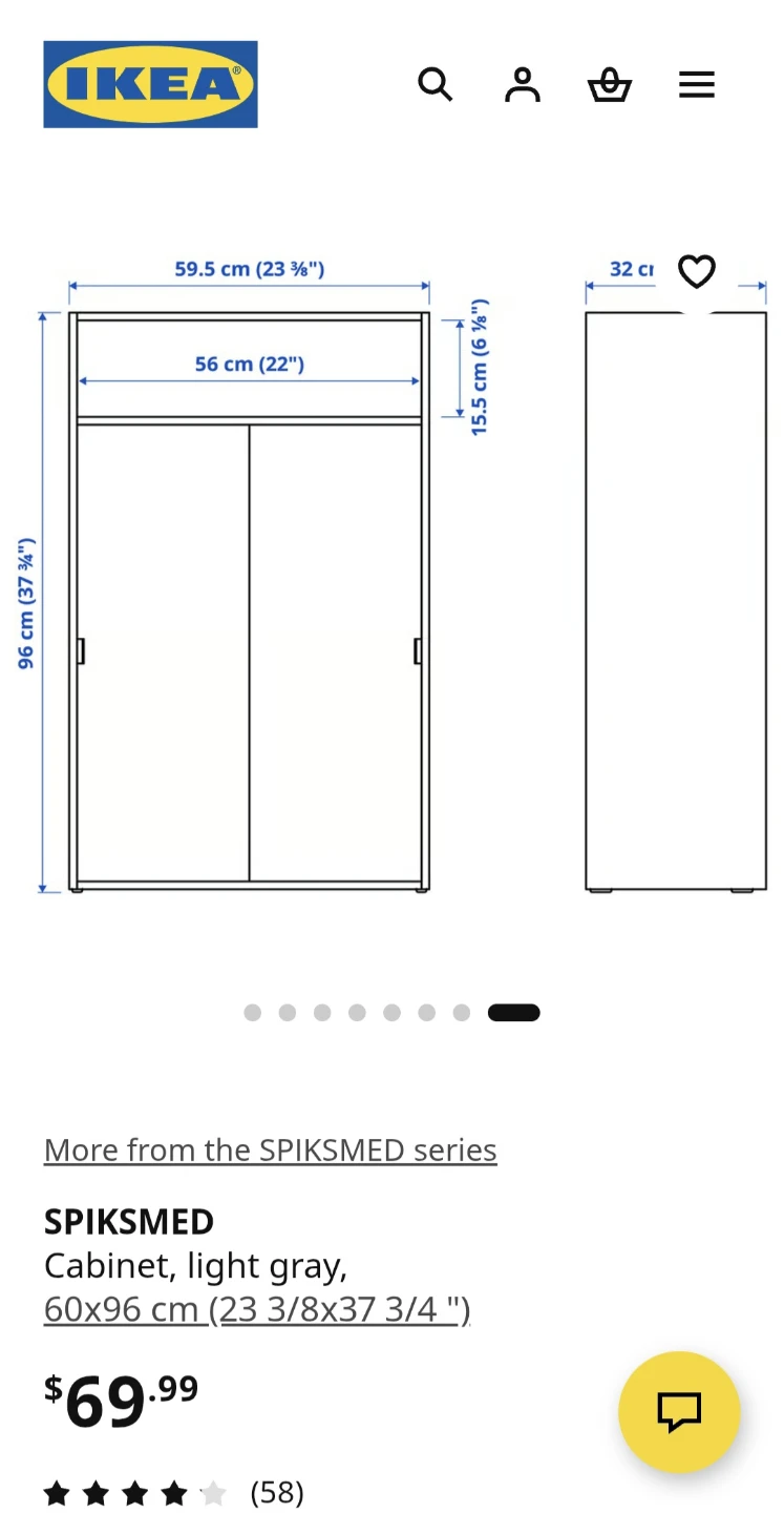 IKEA SPIKSMED Cabinet, Light Gray, 60x96 cm - photo 2