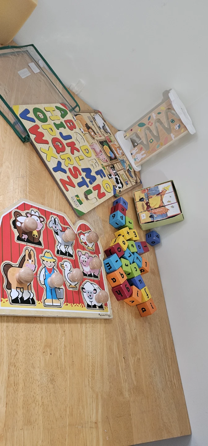 Melissa & Doug Wooden Alphabet and Farm Puzzles