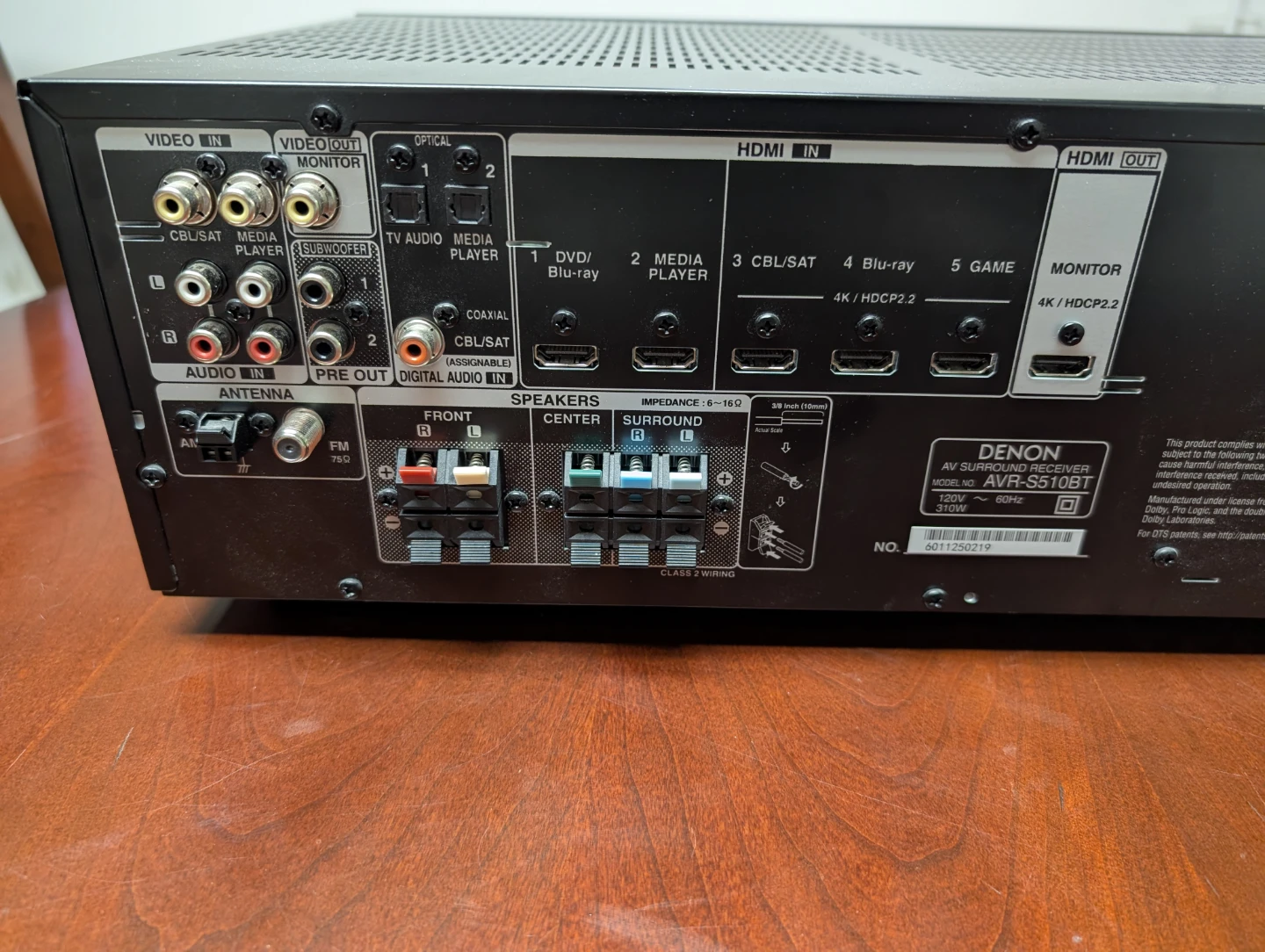 Denon AVR-S510BT AV Surround Receiver with Remote - photo 4