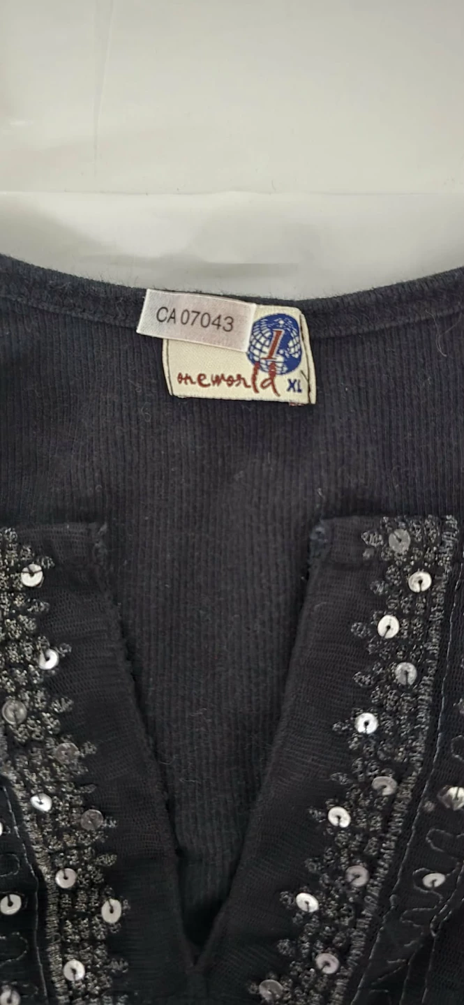 Oneworld Black Tank Top with Sequins XL