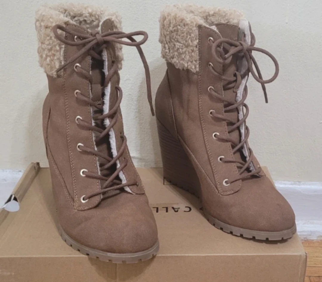 Call It Spring Tan Wedge Ankle Boots