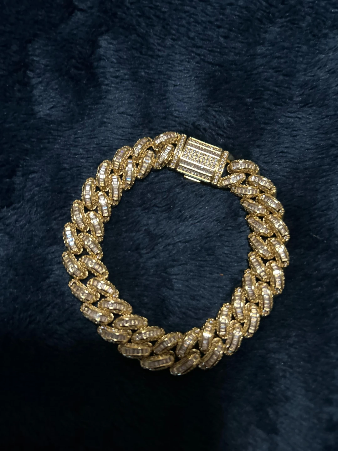 Gold Cuban Link Bracelet with Baguette Crystals - photo 2