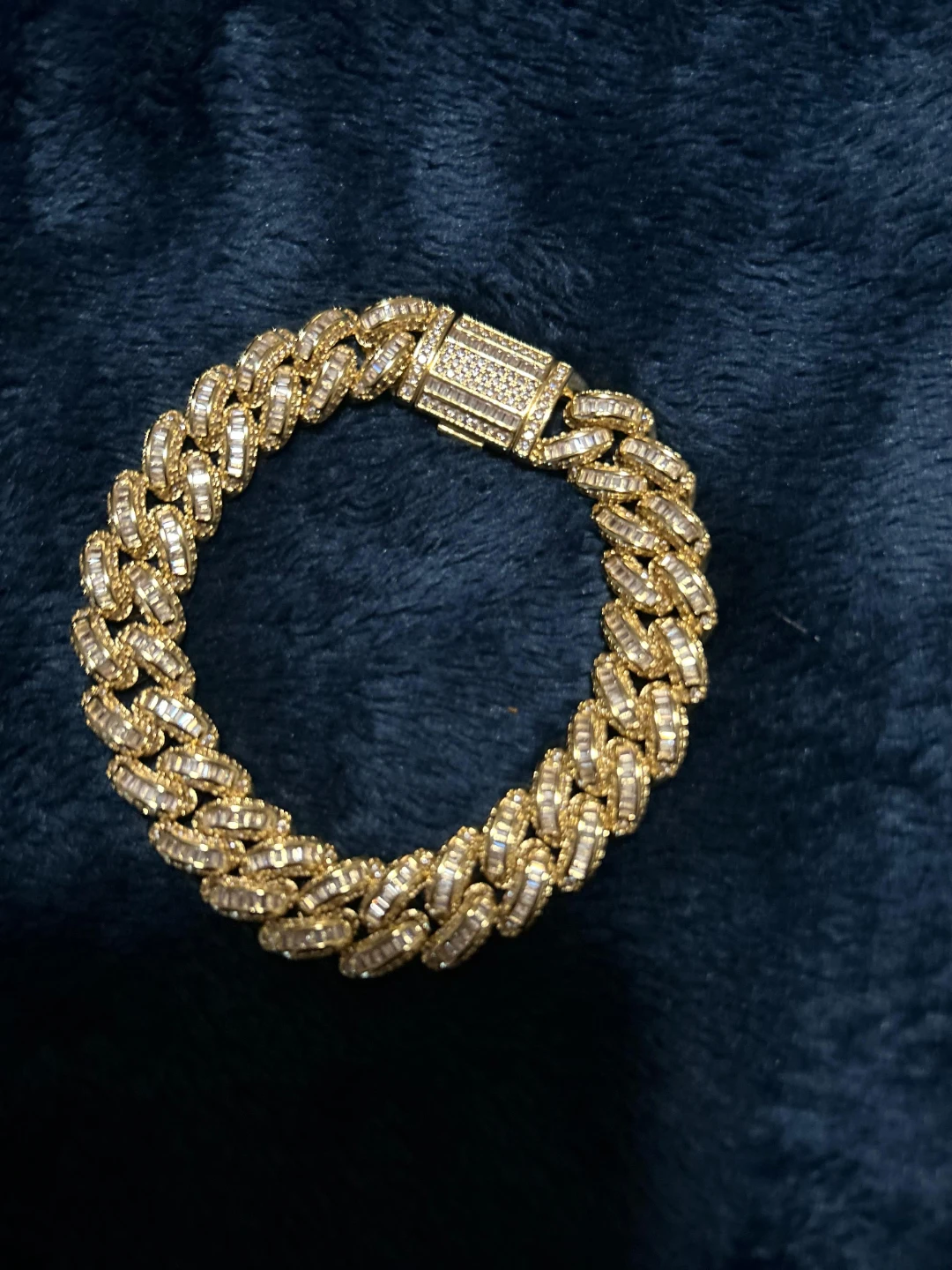Gold Cuban Link Bracelet with Baguette Crystals - photo 4