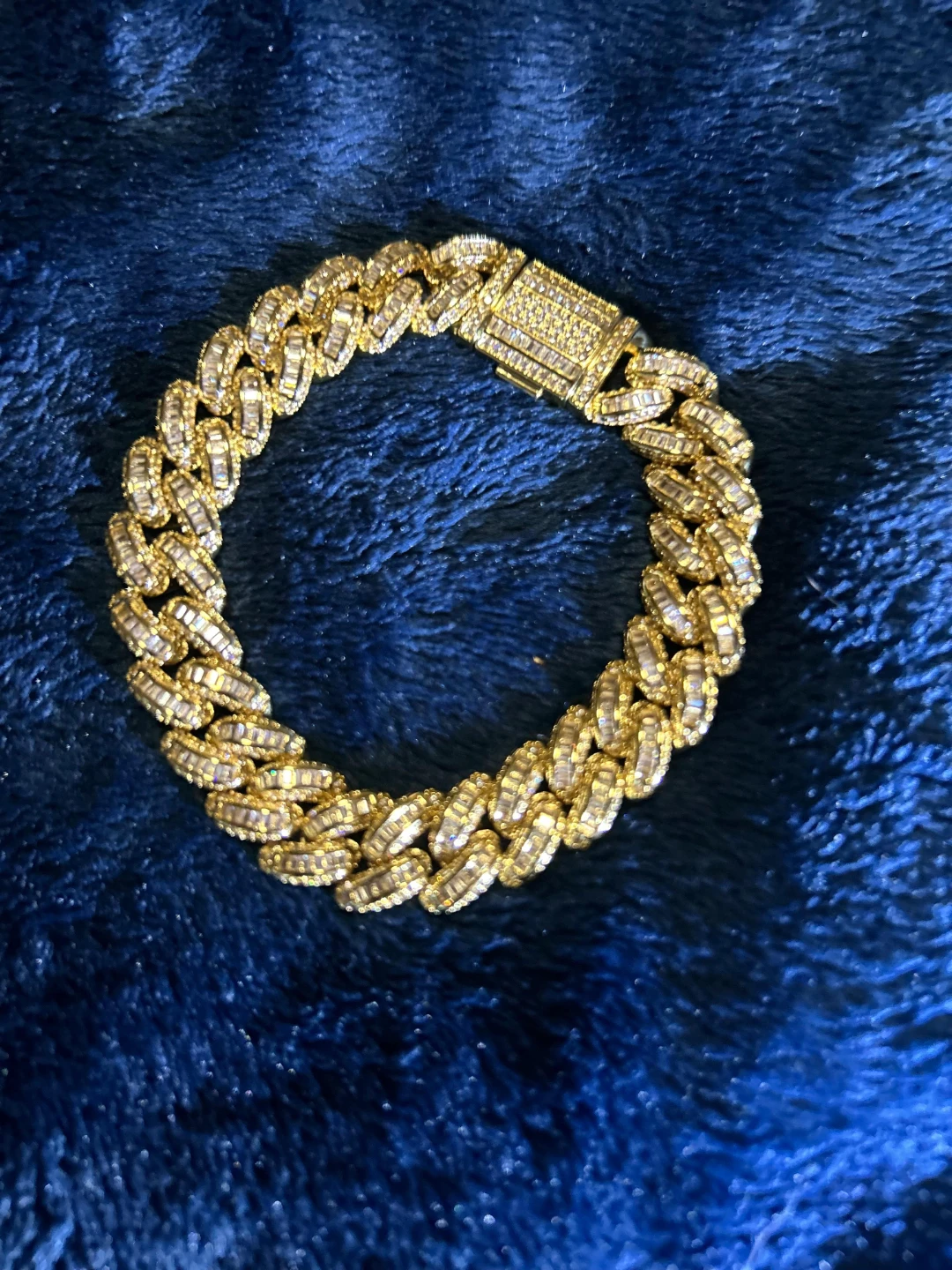 Gold Cuban Link Bracelet with Baguette Crystals - photo 5