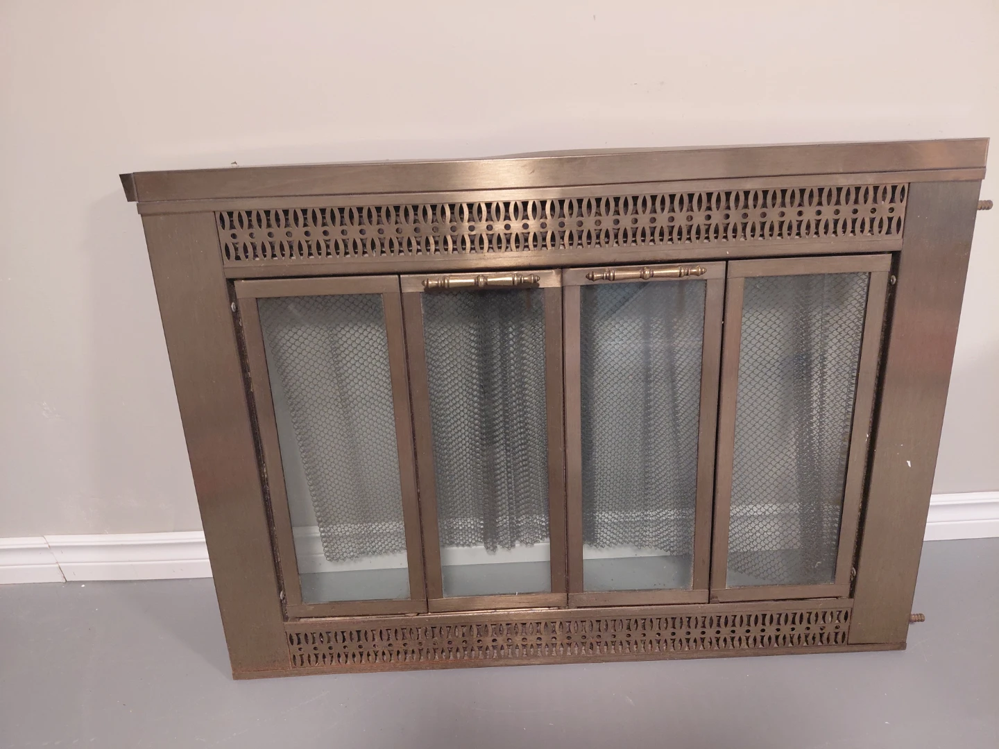 Brass Fireplace Screen with Glass Doors