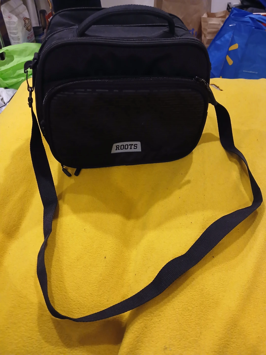 Black Roots Bag With Adjustable Strap & Adjustable Size