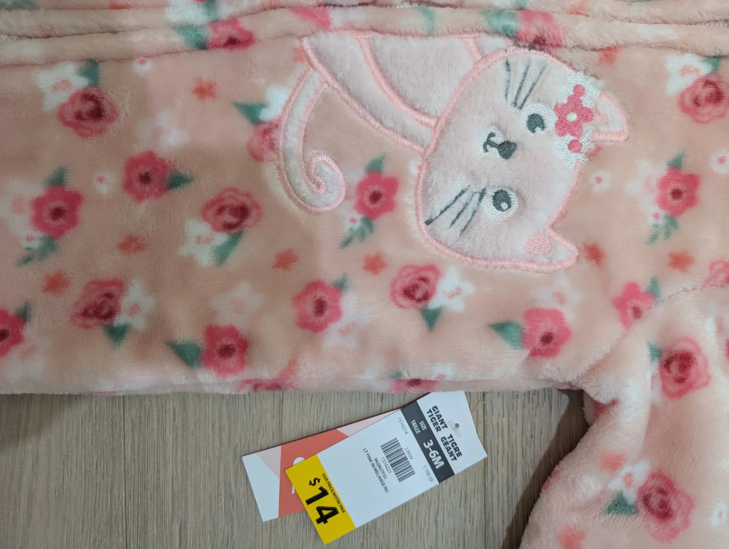 Baby Girl Pink Floral Fleece Suit - 3-6 Mths, BRAND NEW + TAGS - photo 2