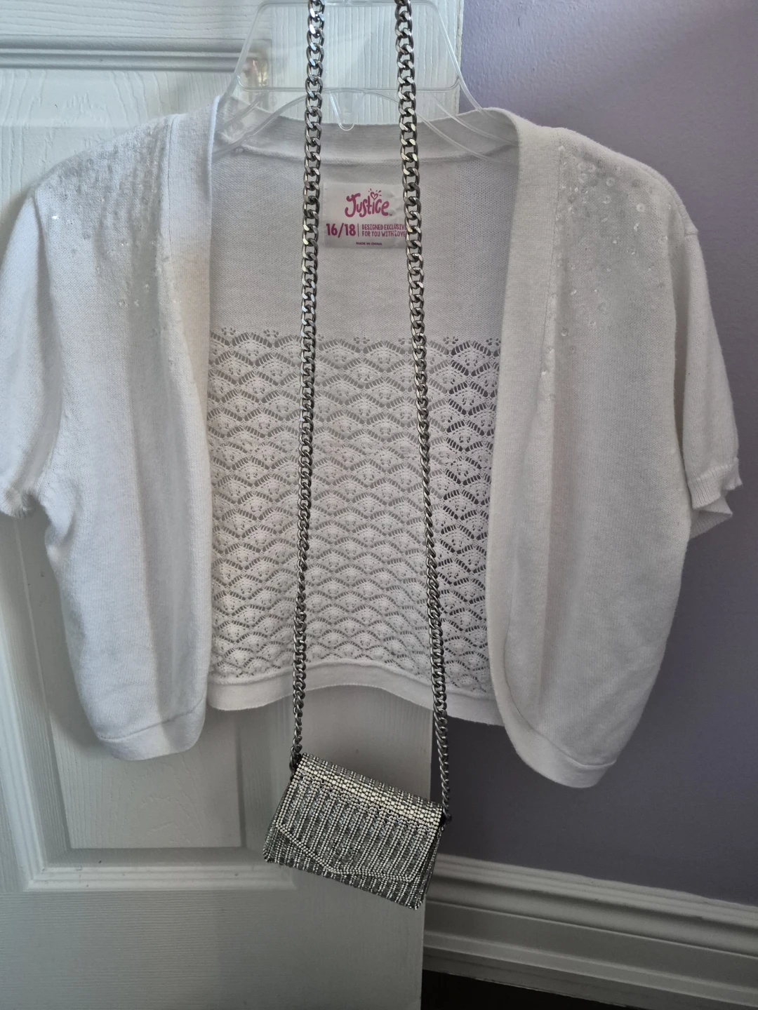 Girls pink dress size 14 Silver Sparkly Shoes and clutch Set - photo 4