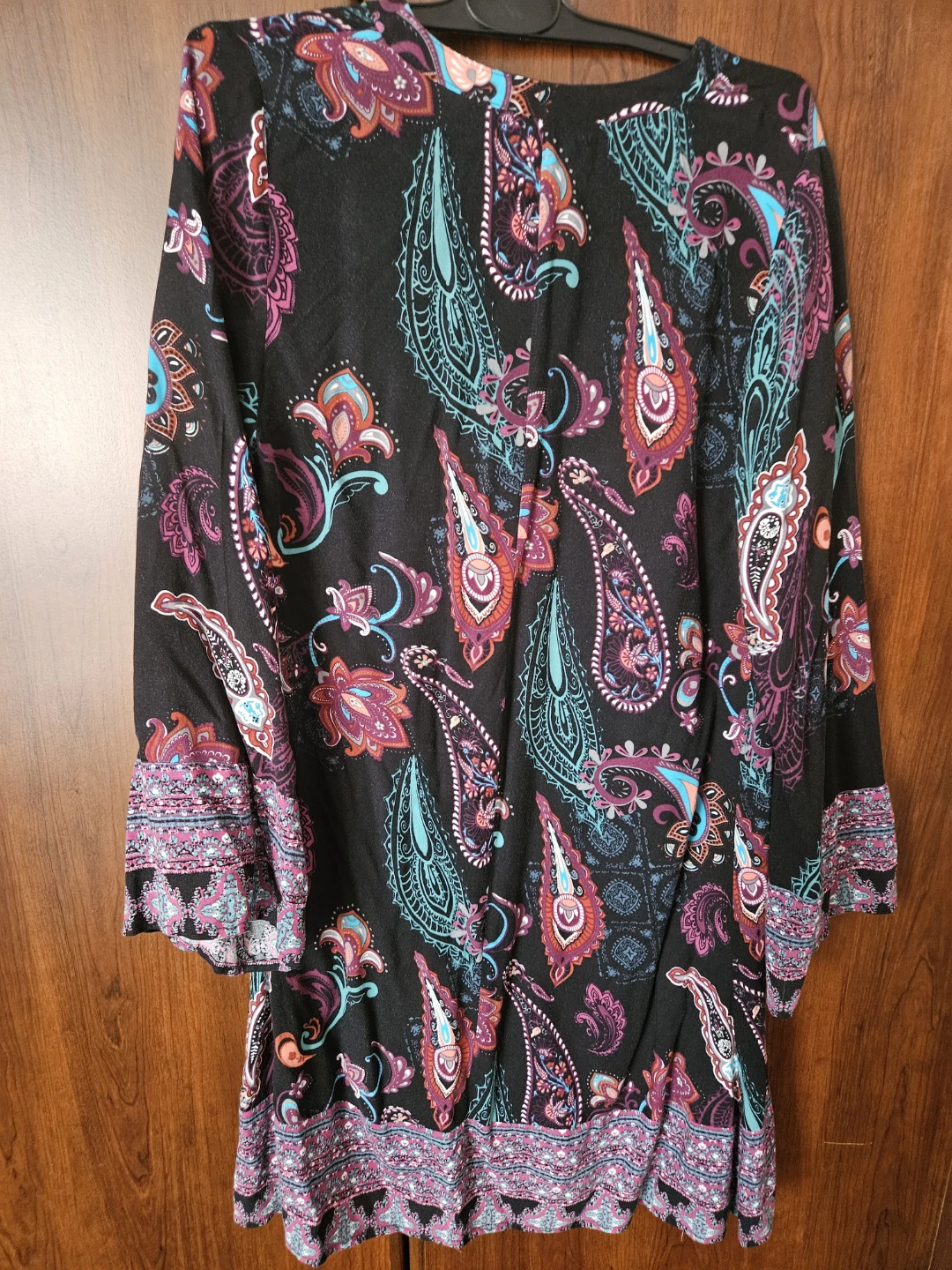 Black Paisley Print Long Sleeve Dress - photo 2
