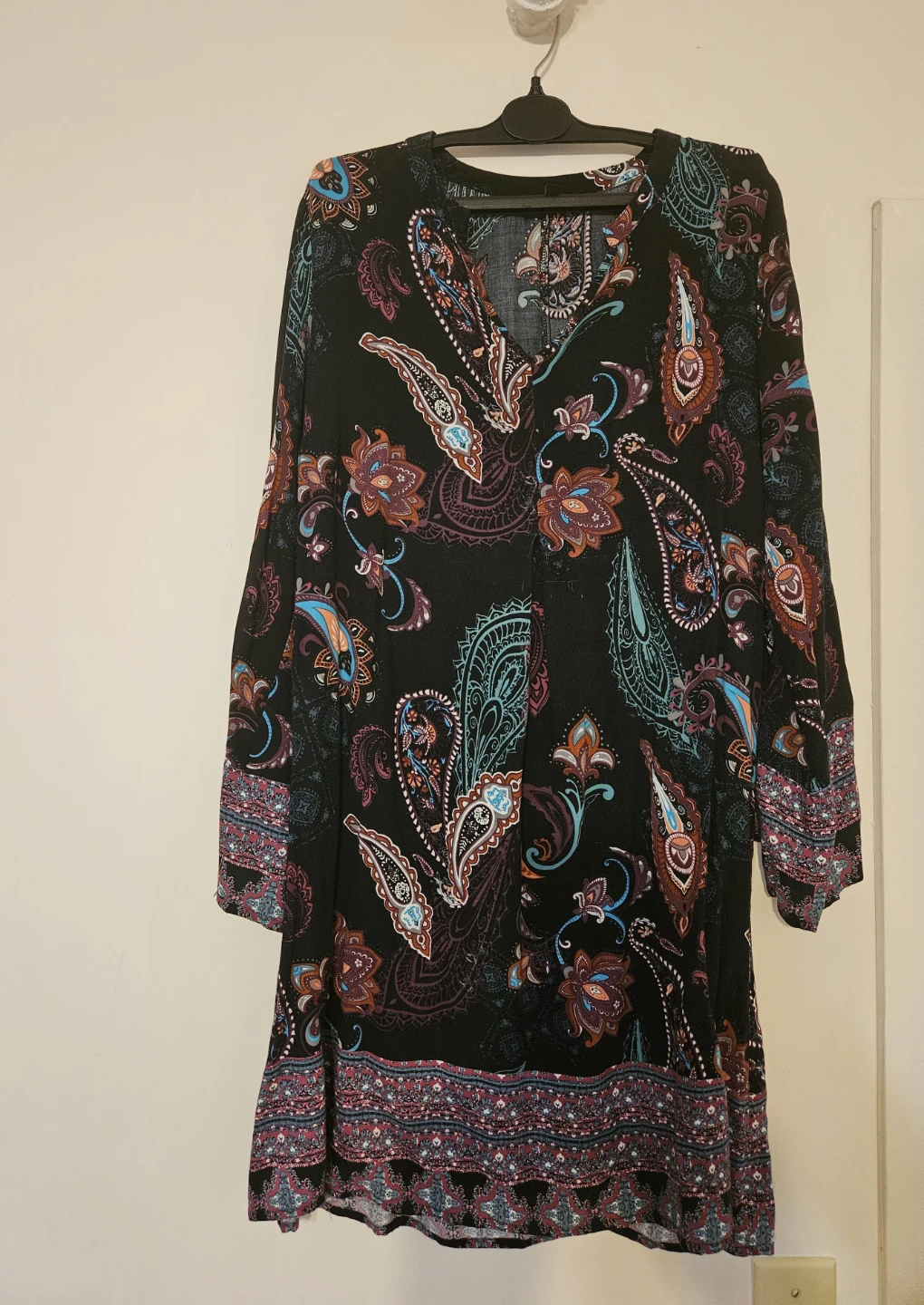 Black Paisley Print Long Sleeve Dress - photo 3