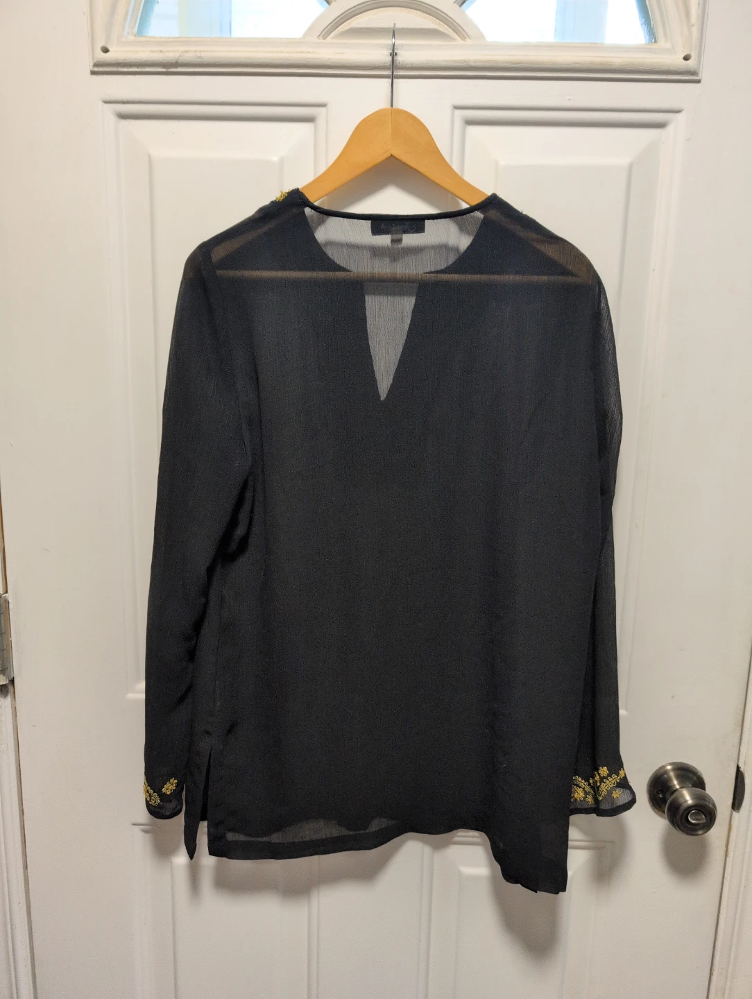 Jessica Black Embroidered Sheer Blouse L/G - photo 4