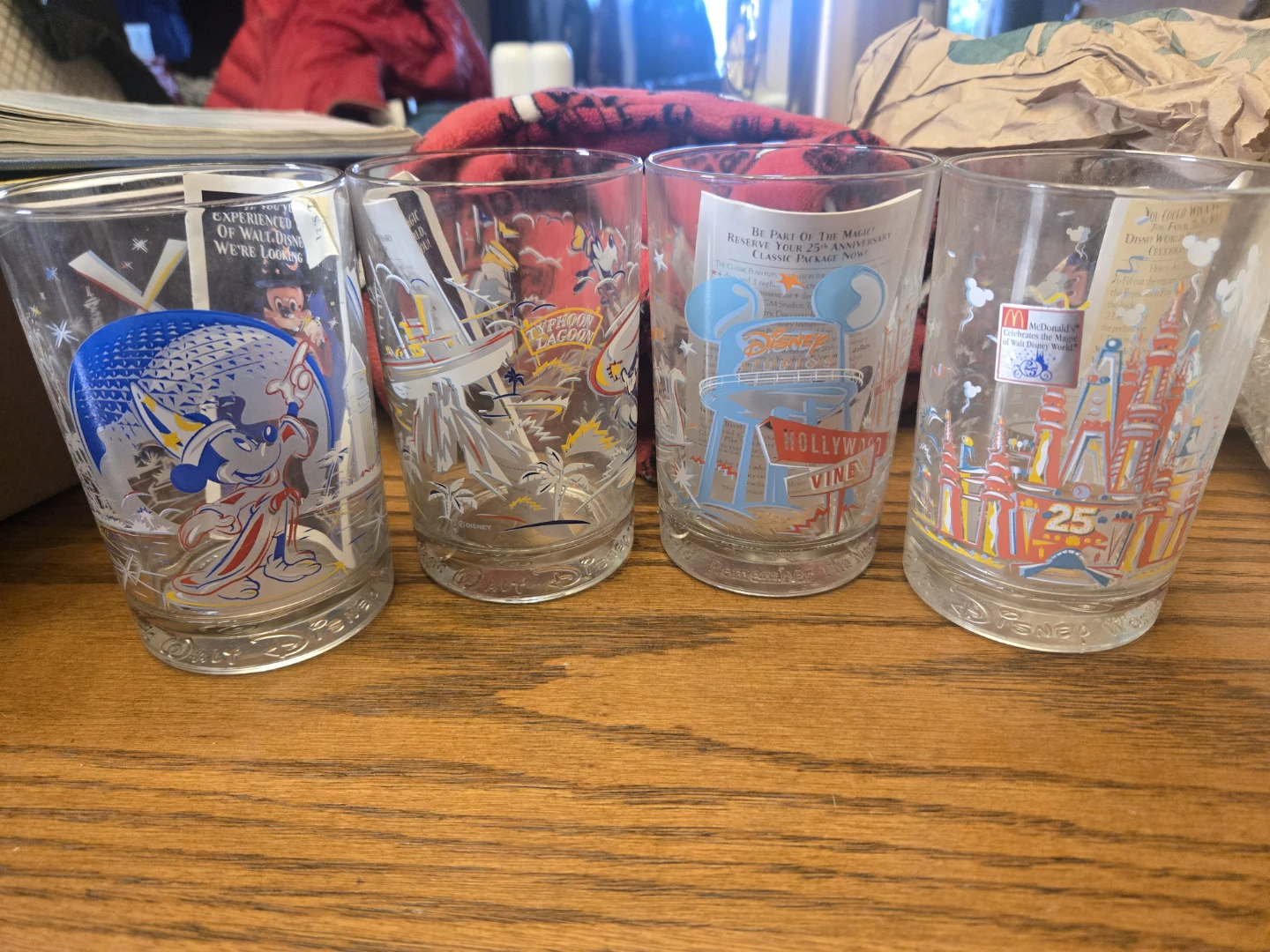 Set of 4 Disney World Commemorative Glasses