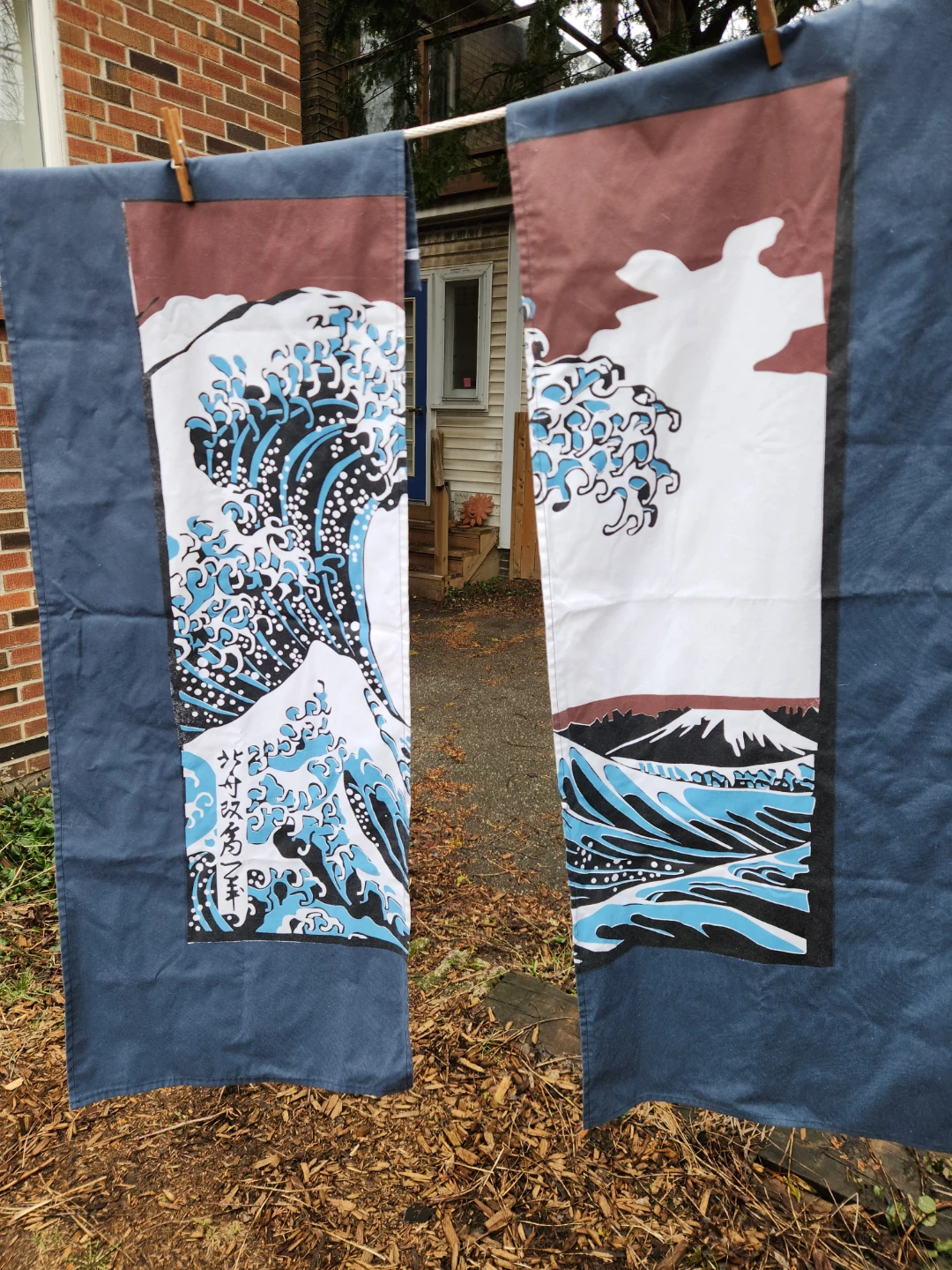 Japanese Wave Noren - door curtain (2pc)