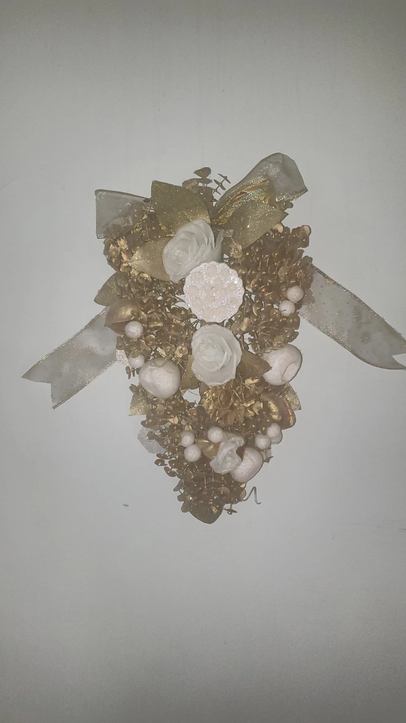 Gold and White Floral Swag Decoration