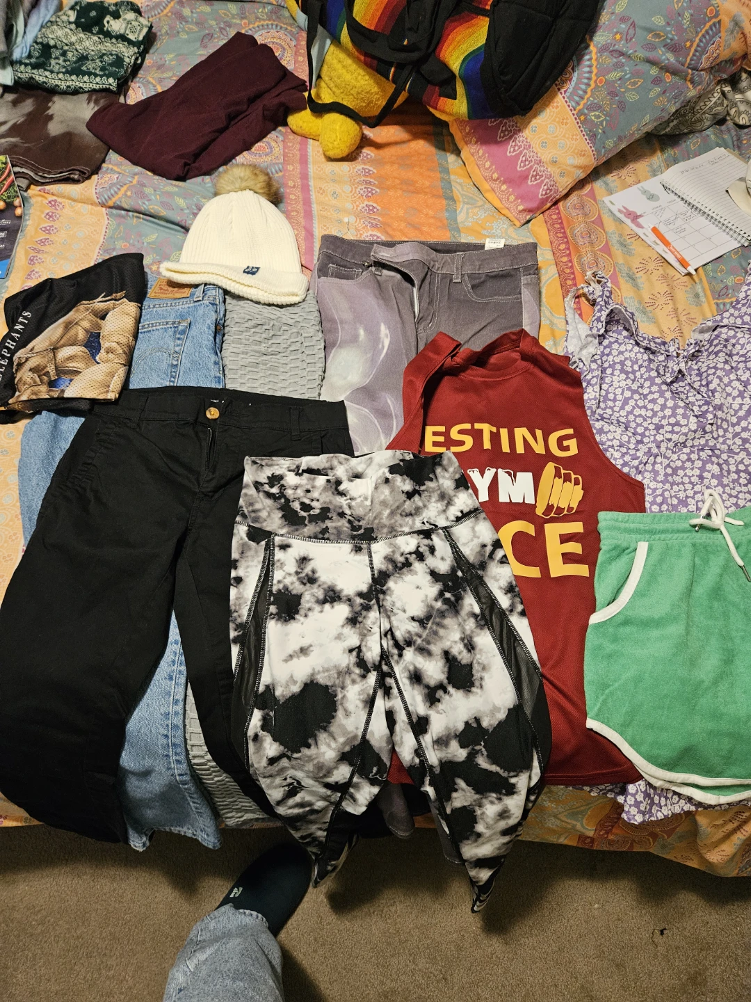 Grey Storage Bin full of assorted clothes - photo 2