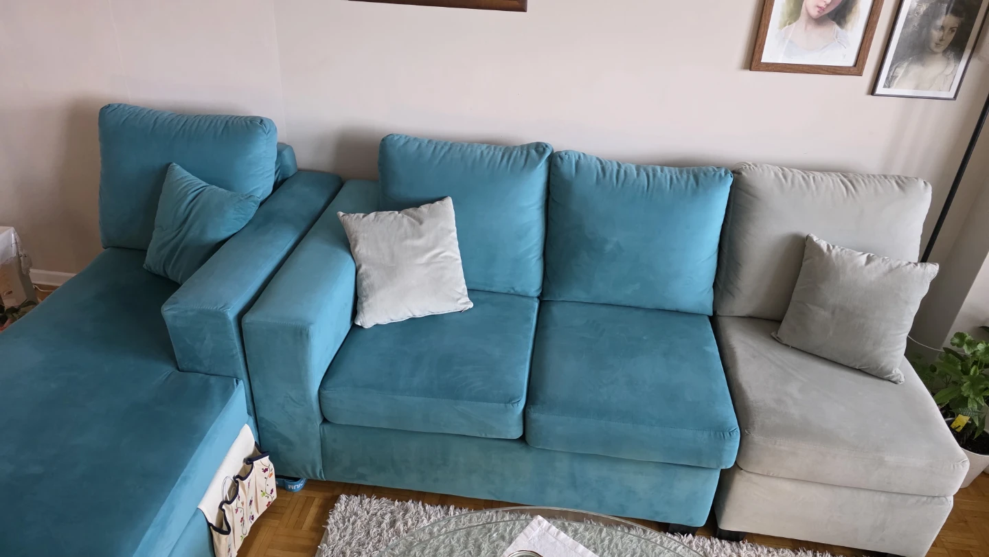 Teal Sectional Sofa with Chaise