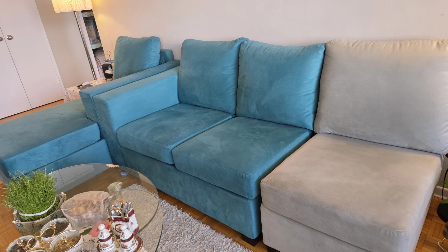 Teal Sectional Sofa with Chaise - photo 2