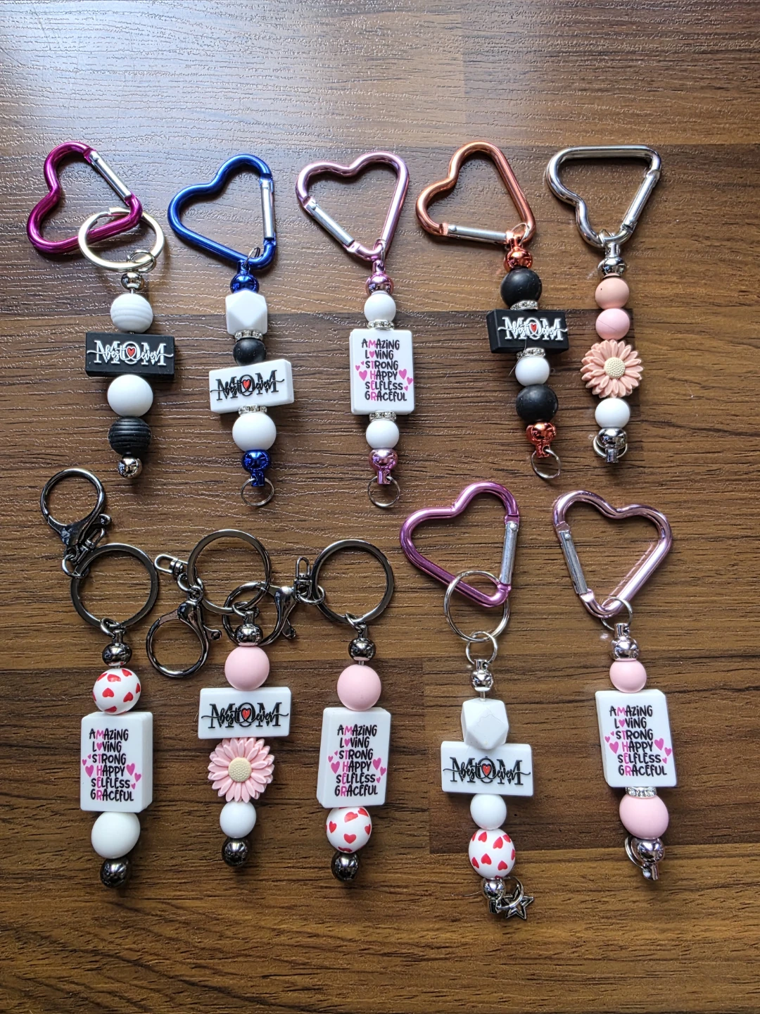 Beaded "MOM" Keychain - Assorted Styles