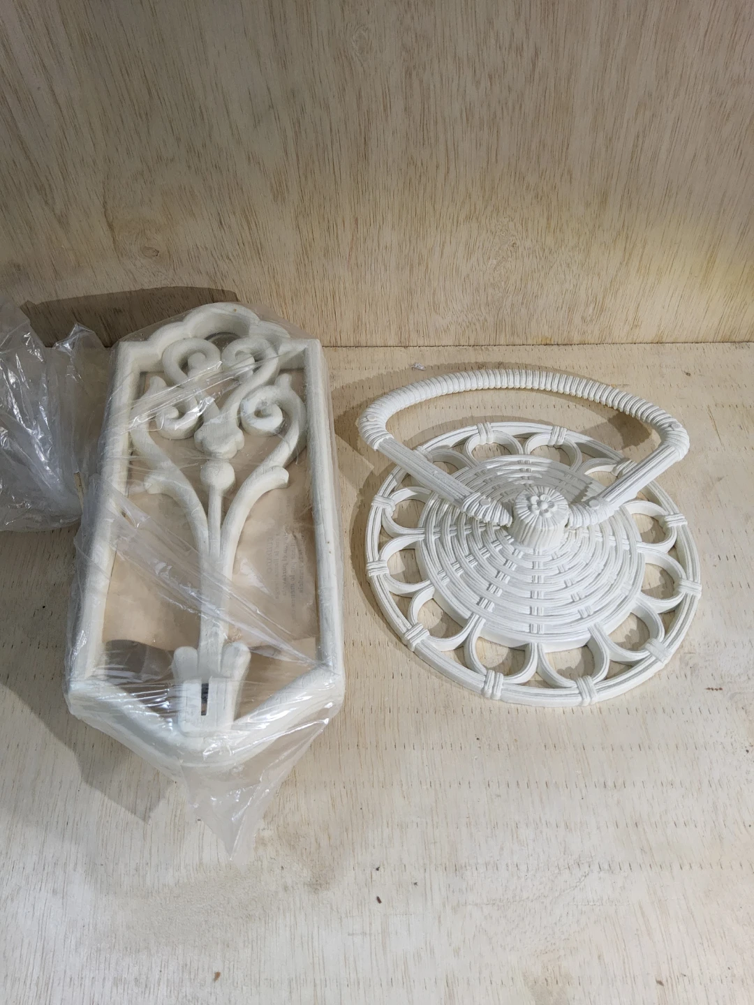 VTG Homco Wall Decor Set wicker Mirror Shelf Candle - photo 4
