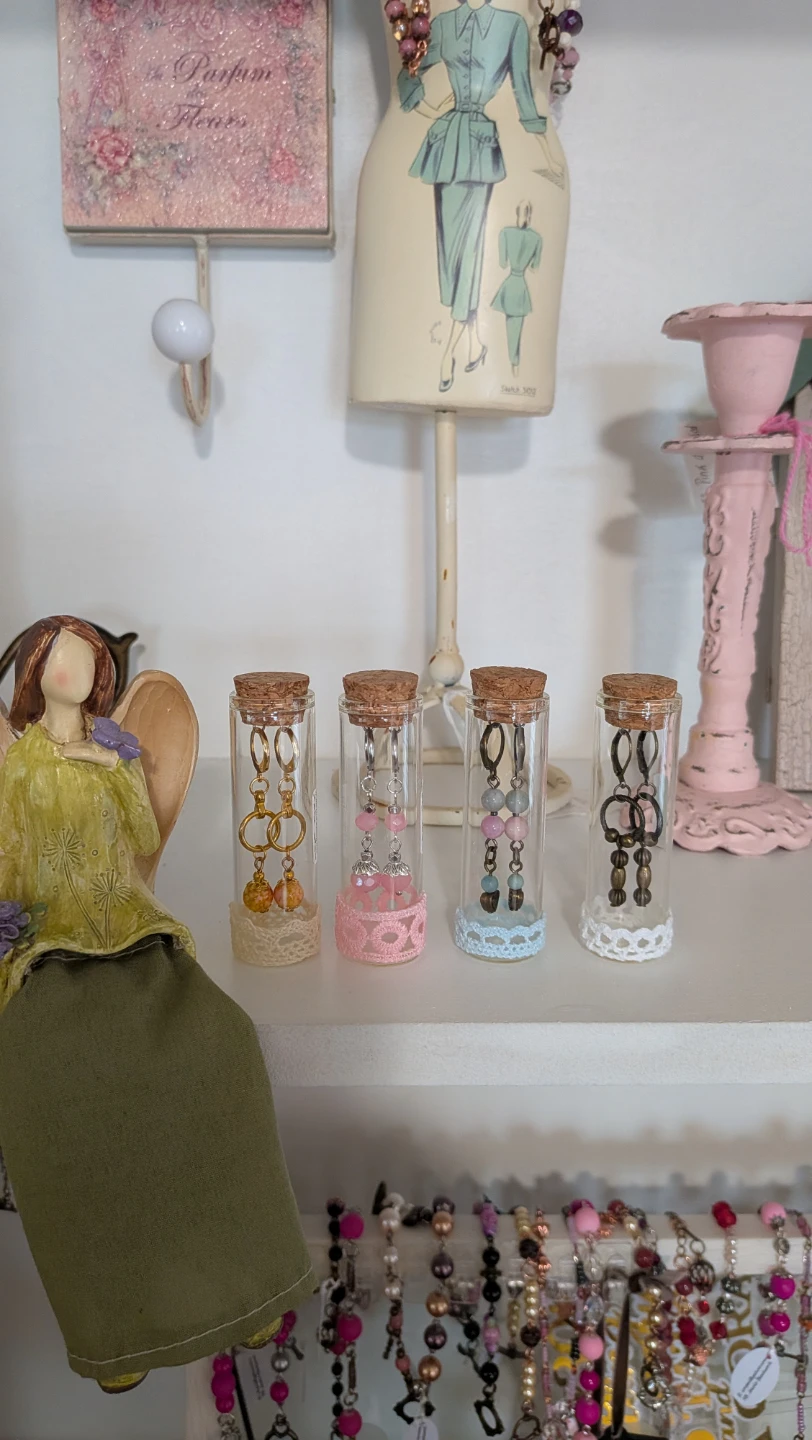 Handmade Earrings in Glass Vials - Set of 4