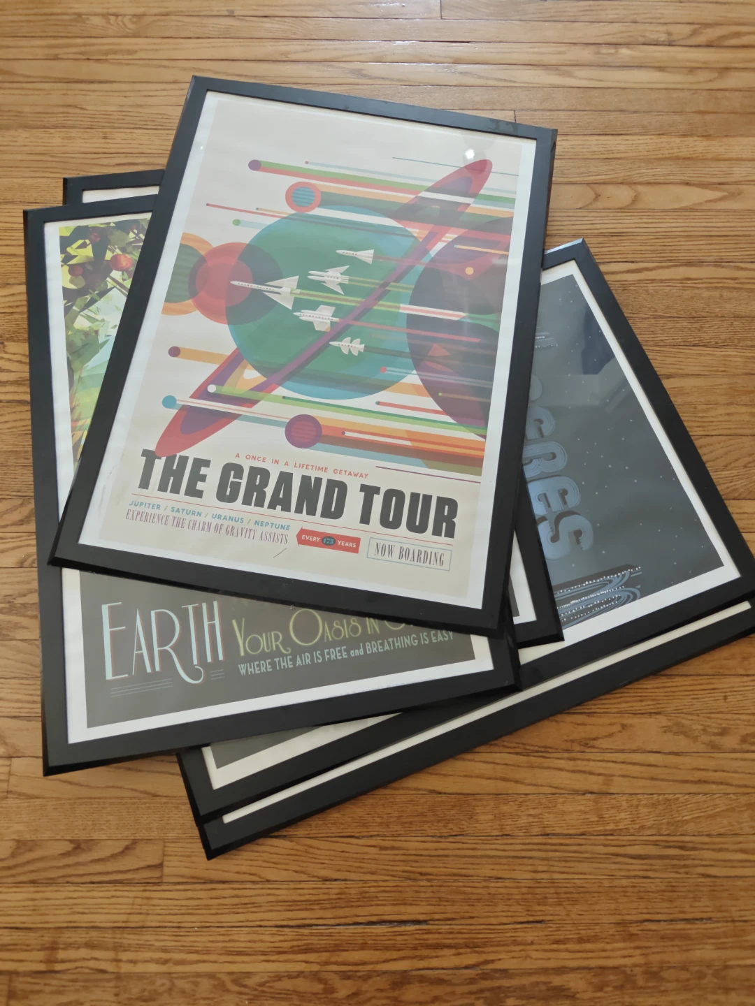 Set of 7 black, plastic SAXNAS poster frames