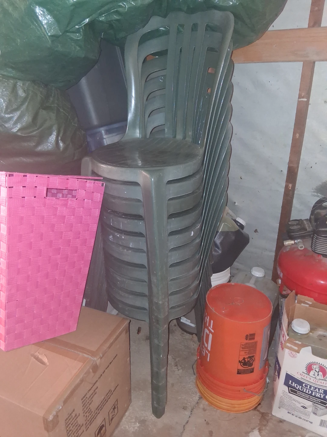 Stack of 10 Green Plastic Chairs - photo 3