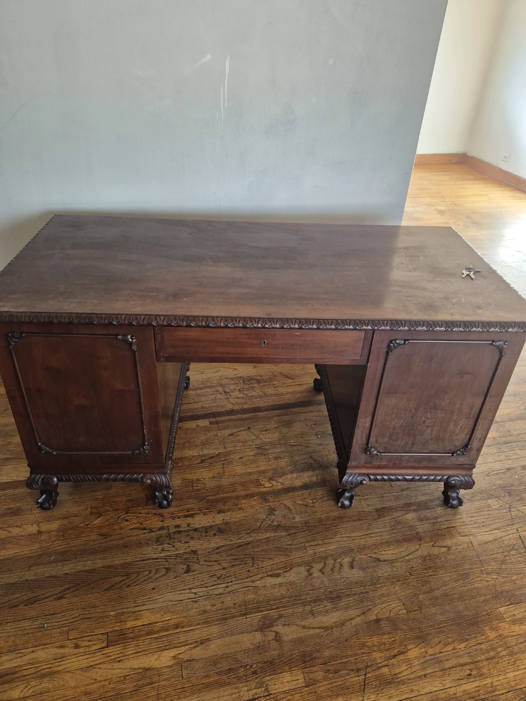 Antique Wooden Desk with Claw Feet