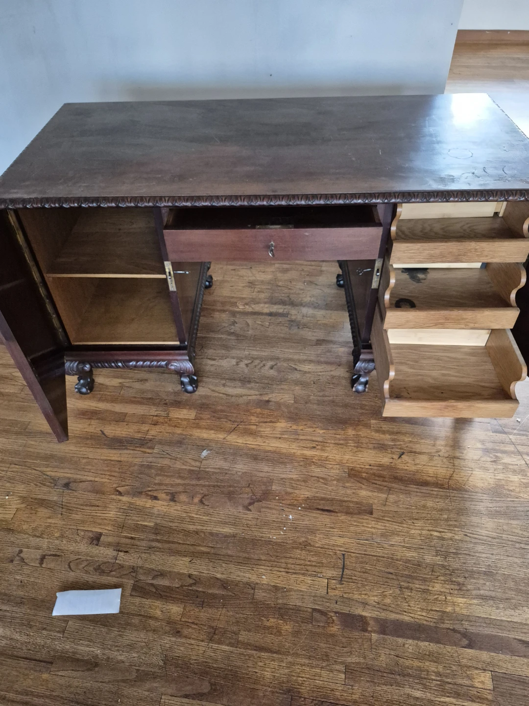 Antique Wooden Desk with Claw Feet - photo 4