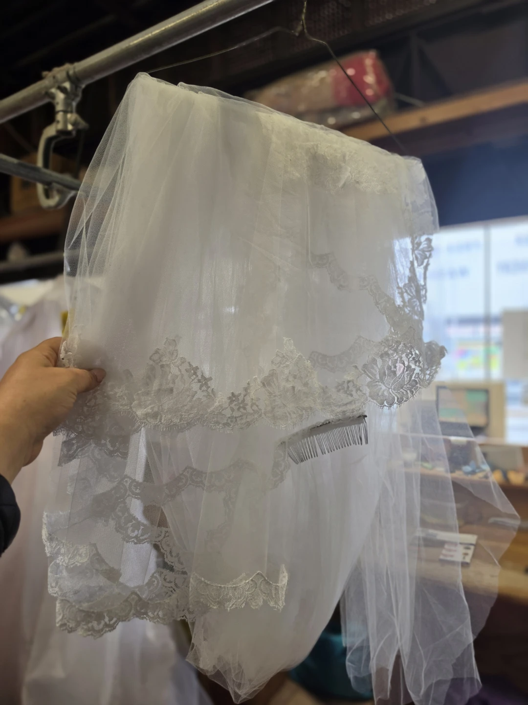 Title: Stunning Bridal Reflections Lace Gown + Matching Veil - photo 5