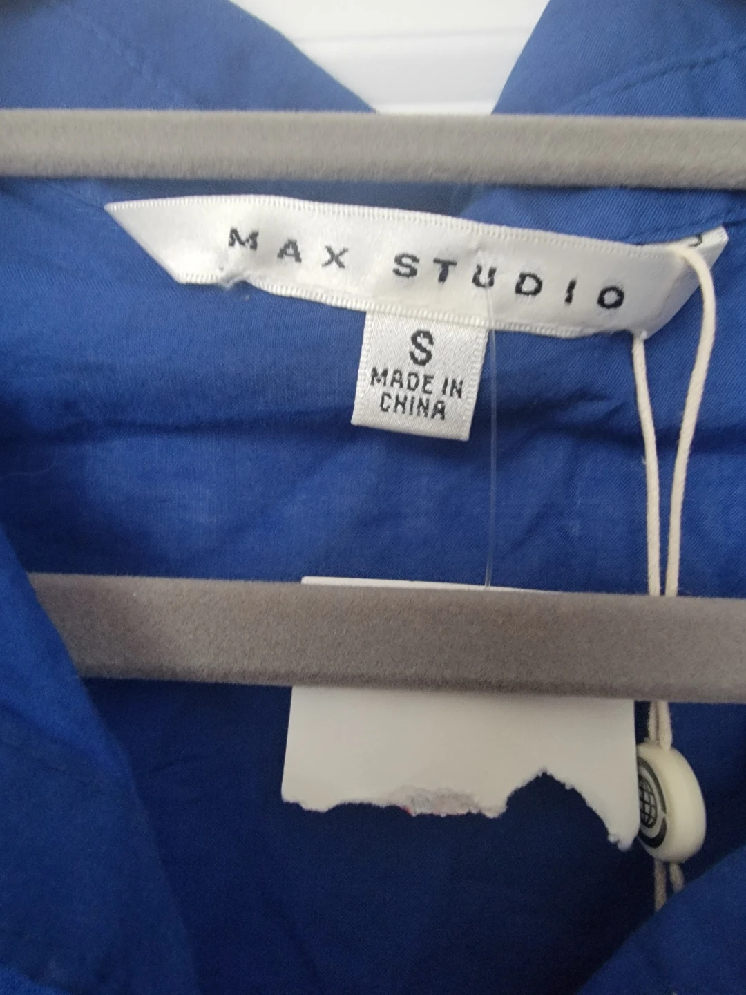 Max Studio Blue Cotton Button-Up Shirt - Size S - photo 2