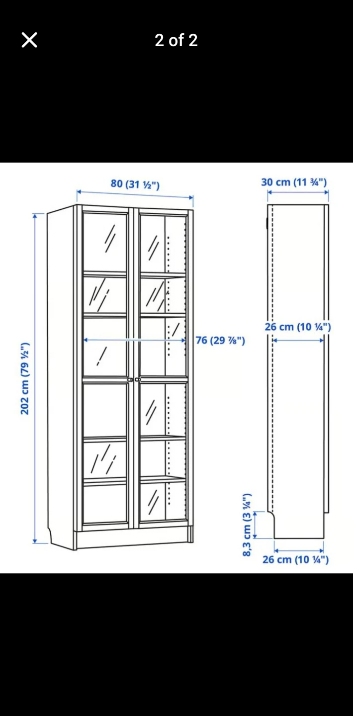 IKEA Billy Bookcase with Glass Doors - Black - photo 2