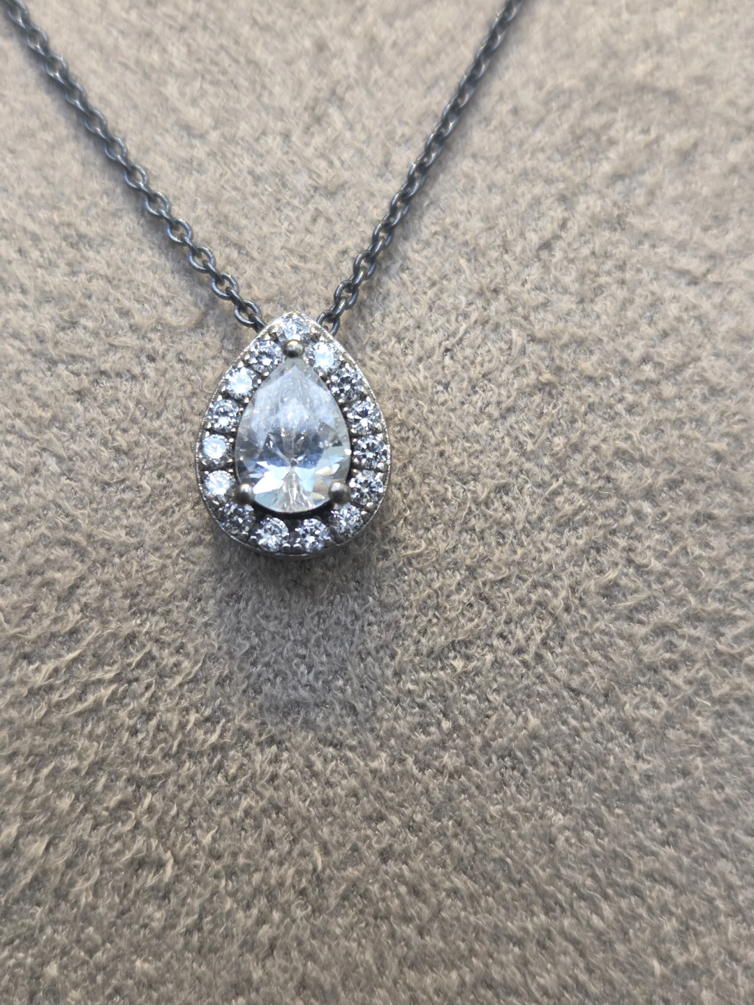 Pear Cut Halo Necklace - photo 2
