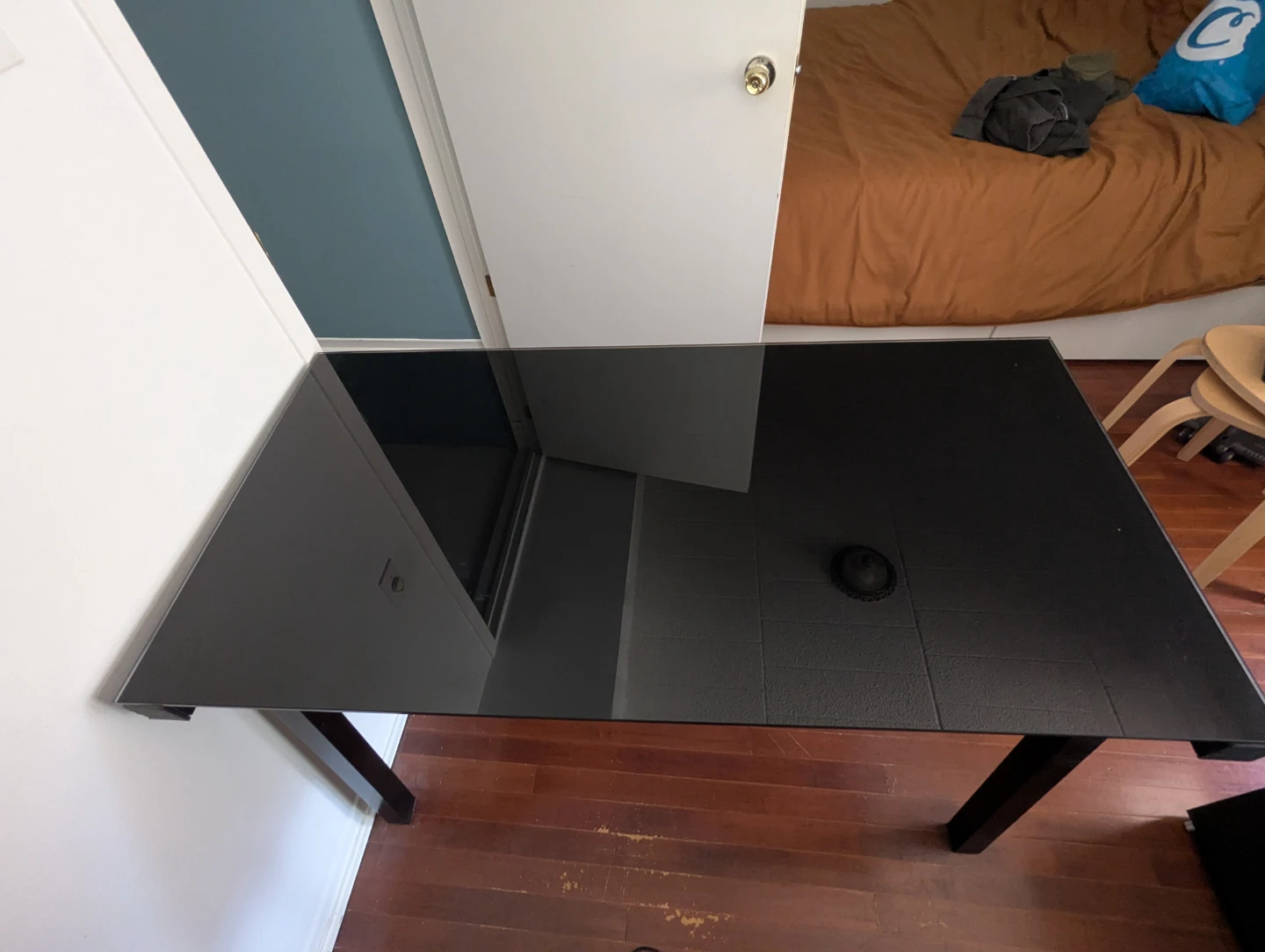 Black Glass Top Desk