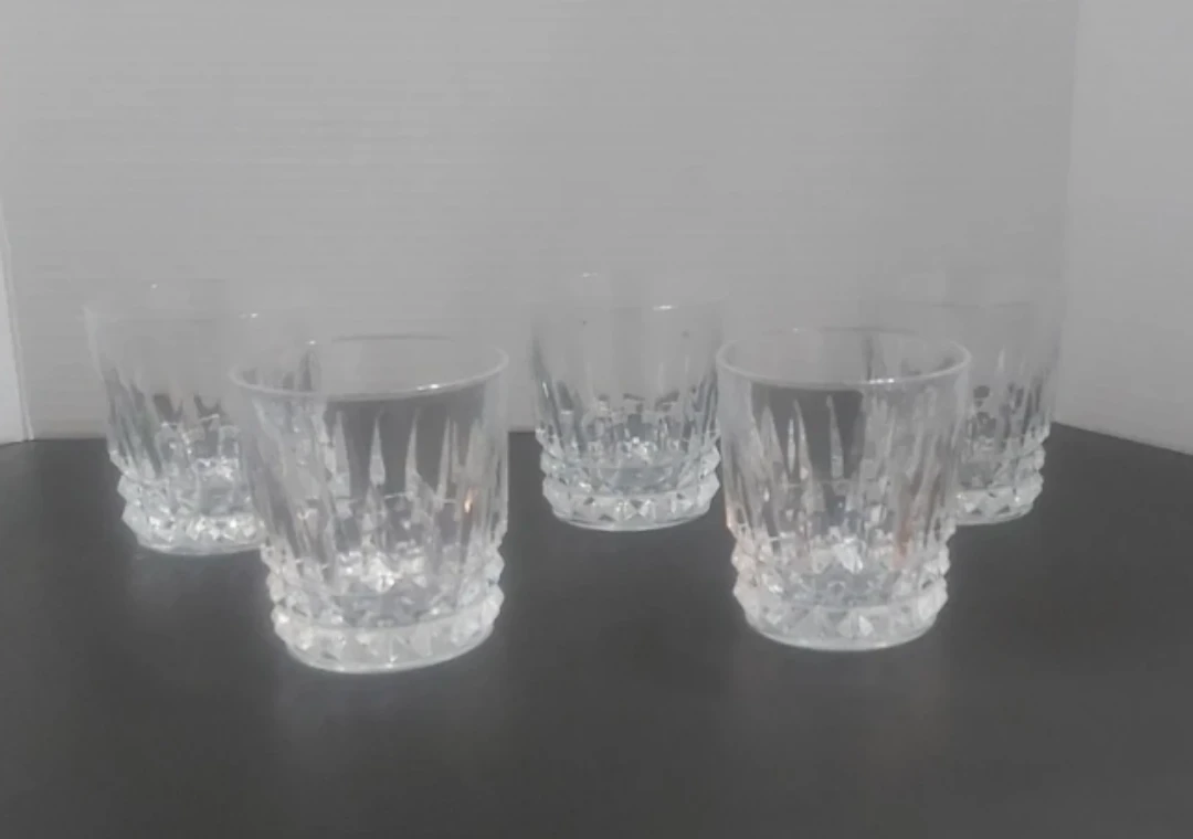 Set of 5 Crystal Cut Tumbler Glasses