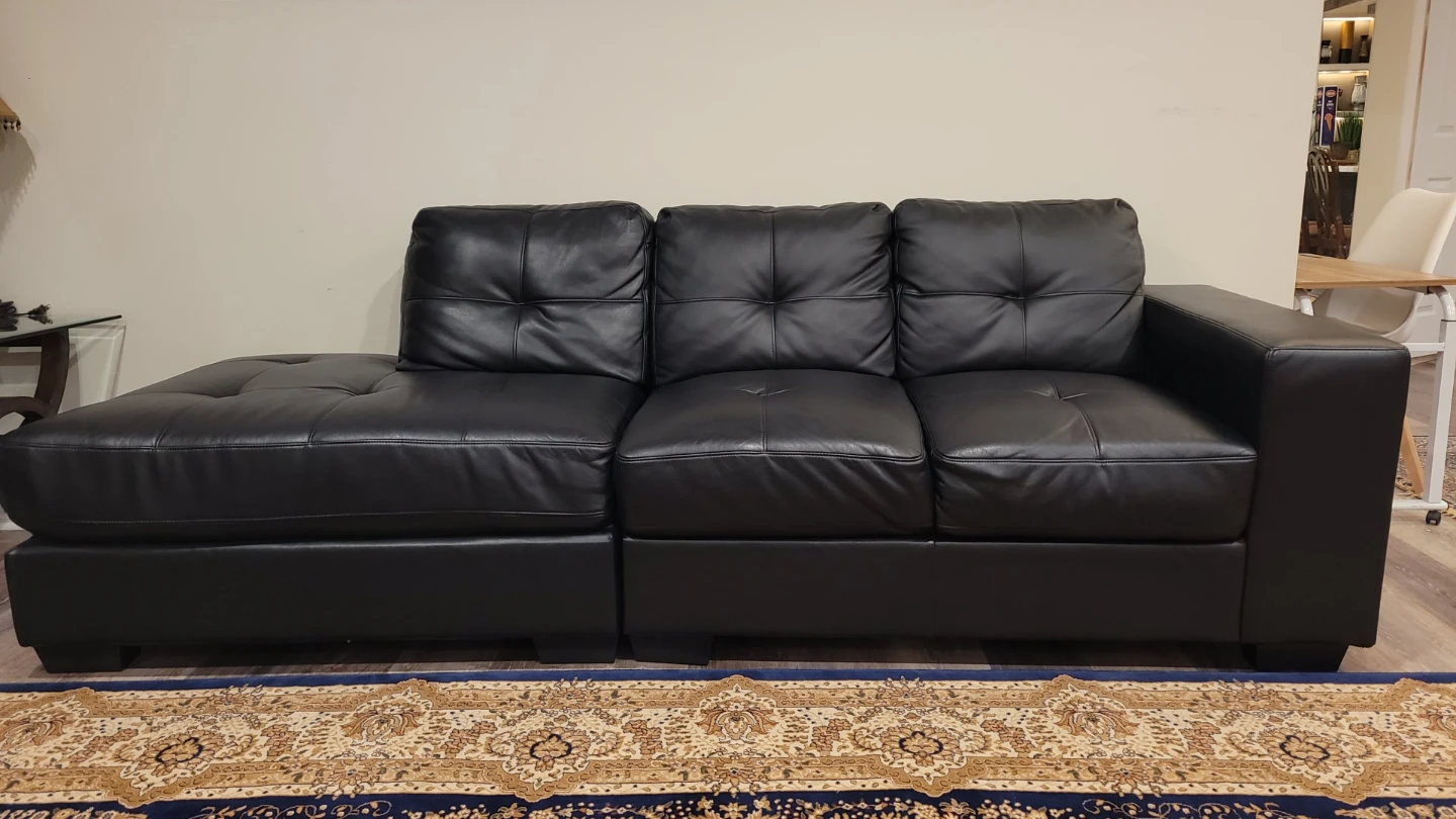 Black Faux Leather Sectional Sofa