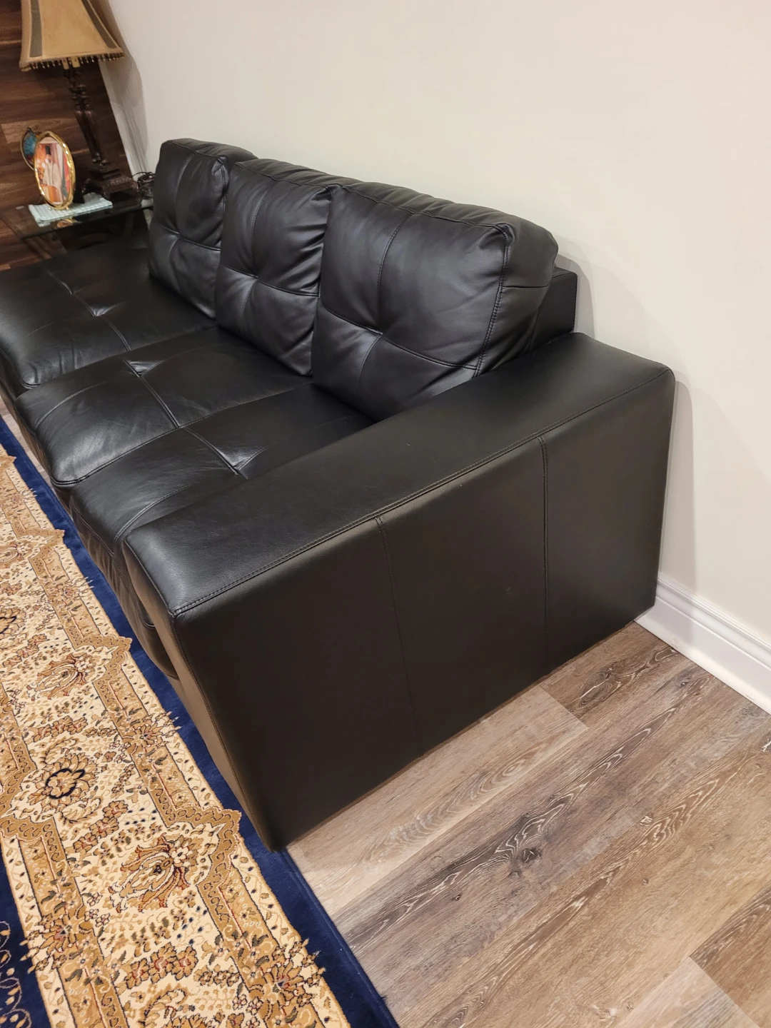 Black Faux Leather Sectional Sofa - photo 2