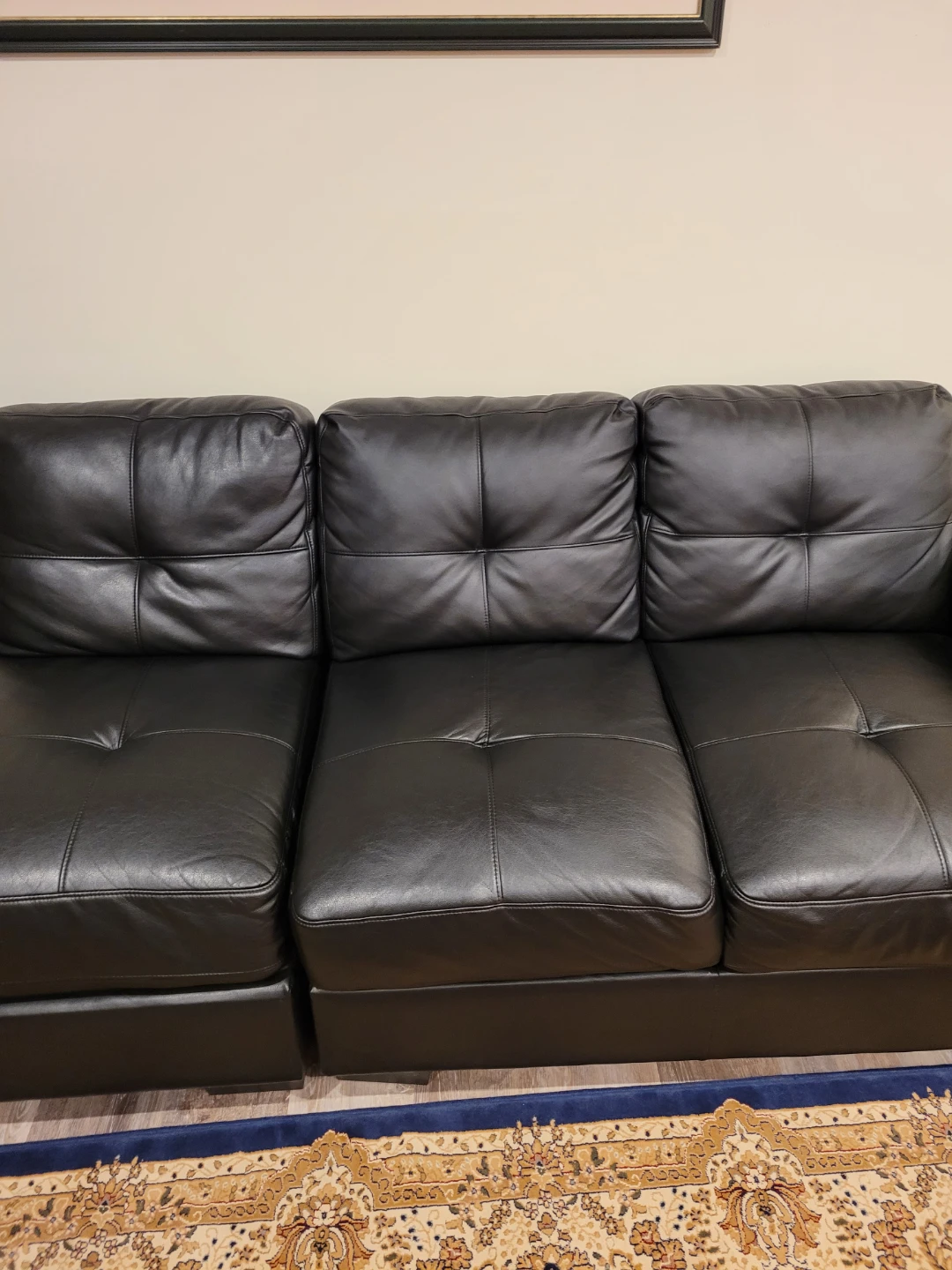 Black Faux Leather Sectional Sofa - photo 3