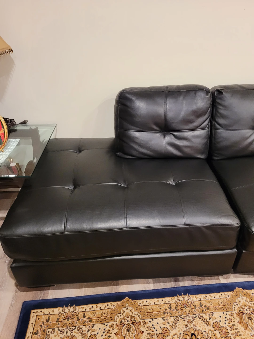Black Faux Leather Sectional Sofa - photo 4