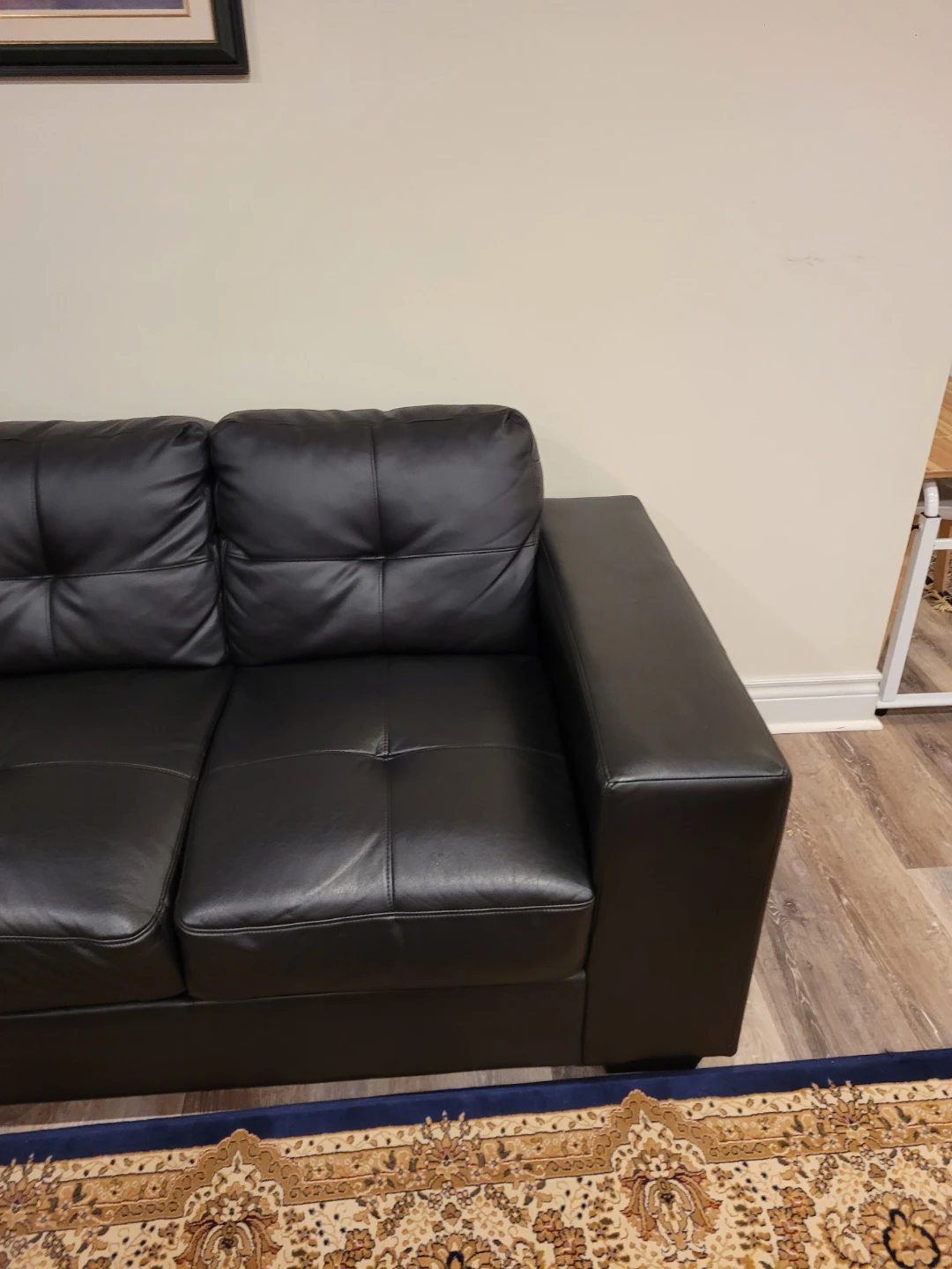Black Faux Leather Sectional Sofa - photo 5