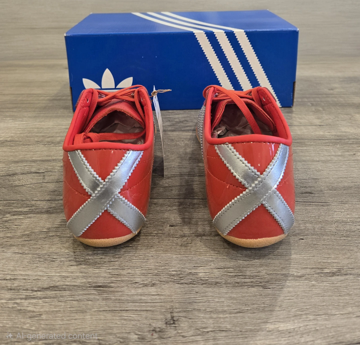 Adidas Red & Silver Tokyo Sneakers with Box - photo 4