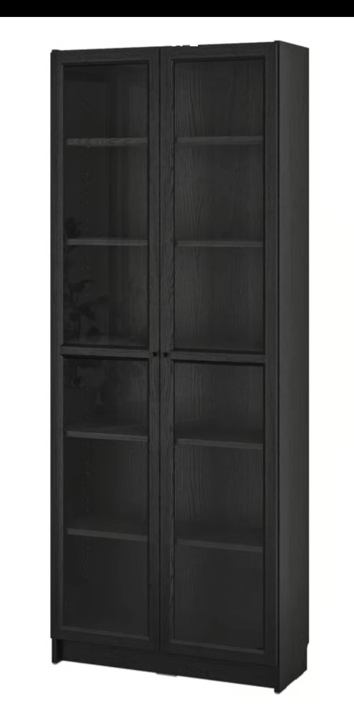 IKEA Billy Bookcase with Glass Doors - Black