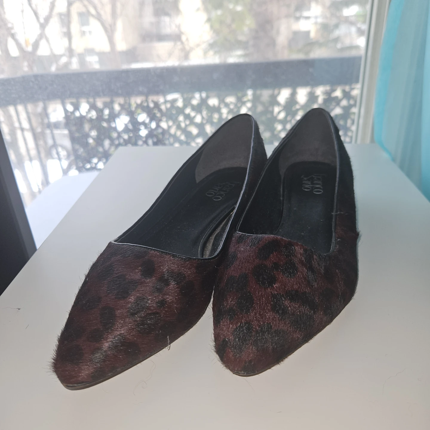 Franco Sarto Leopard Print Calf Hair Flats