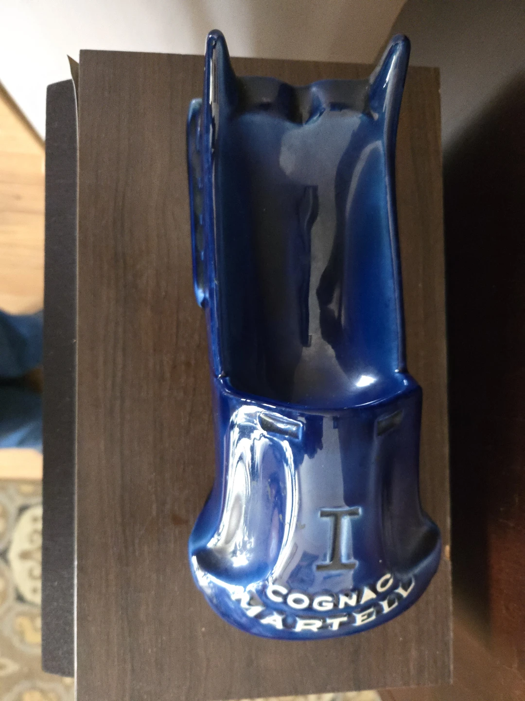 Martell Cognac Blue Ceramic Ashtray
