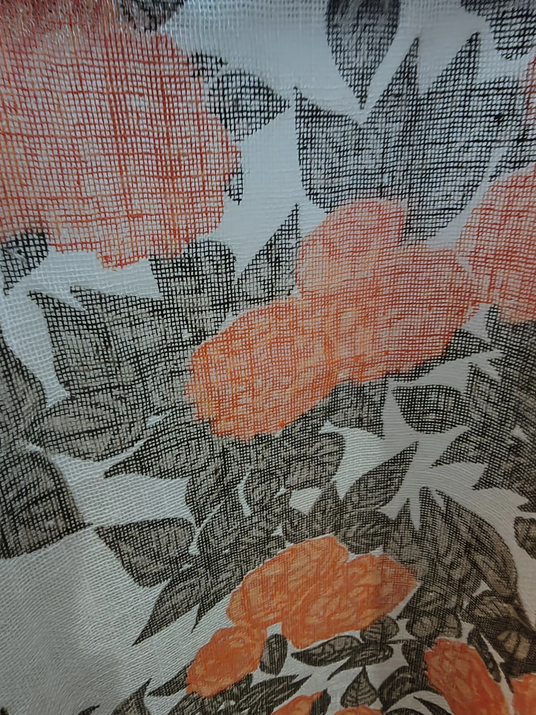 Vintage Floral Print Curtain Panels - Orange Roses - photo 3