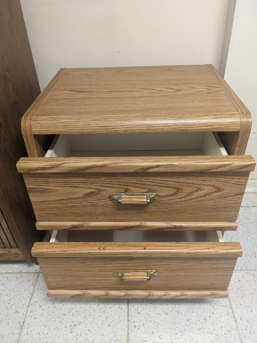 Oak Finish 2-Drawer Nightstand - photo 2