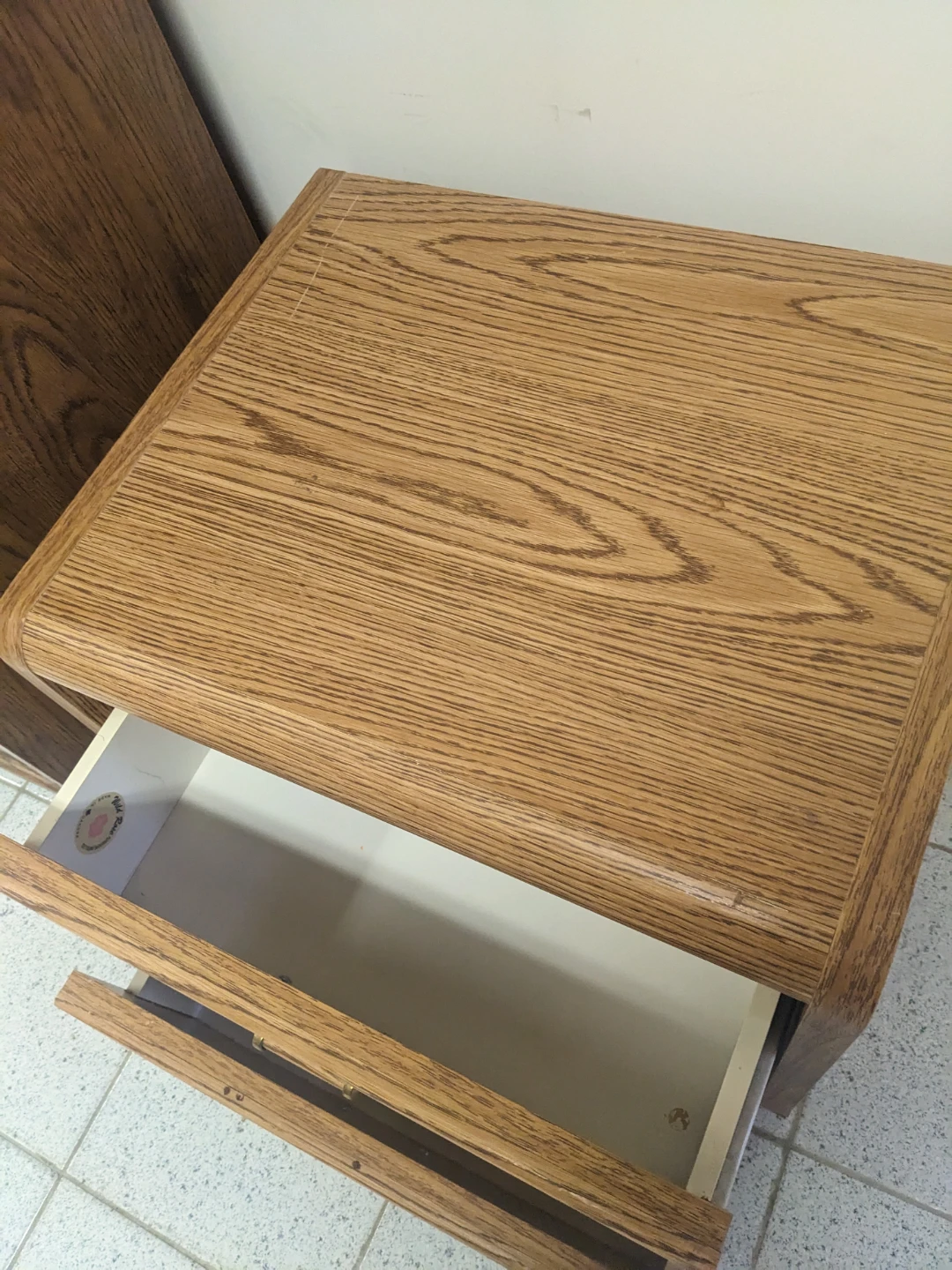 Oak Finish 2-Drawer Nightstand - photo 3