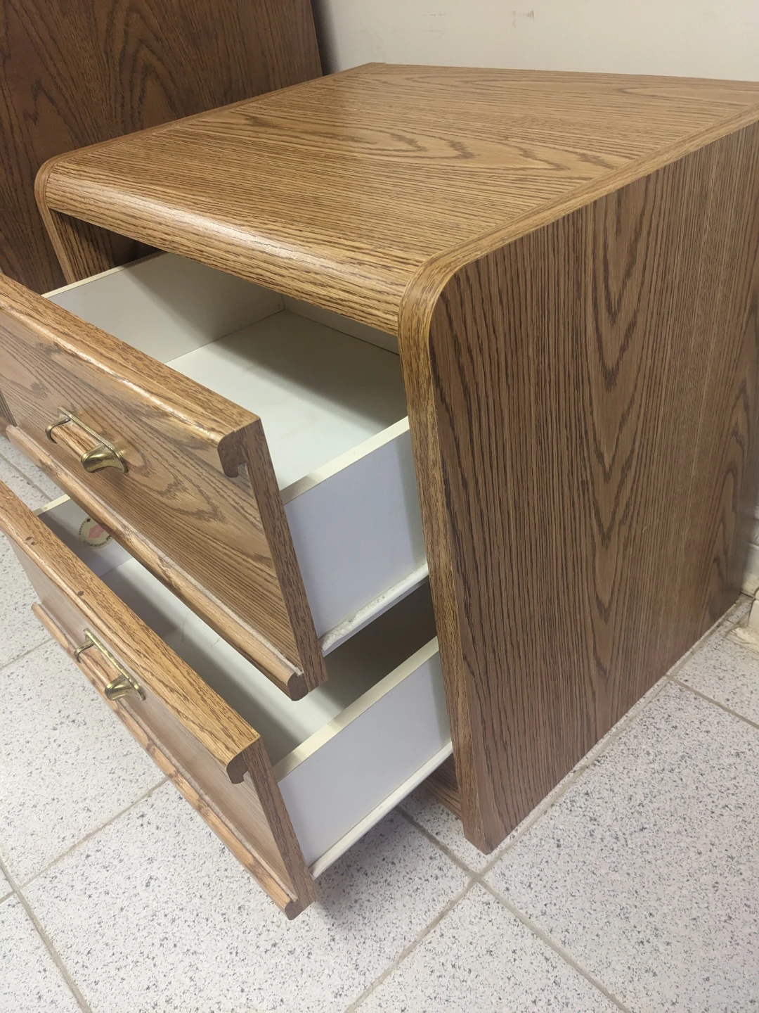 Oak Finish 2-Drawer Nightstand - photo 4