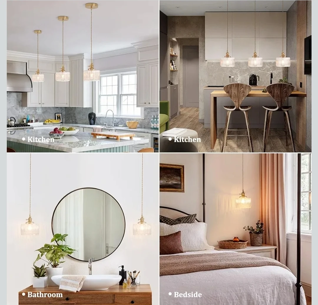 Gold Brass Glass Pendant Light 🌱 - photo 2