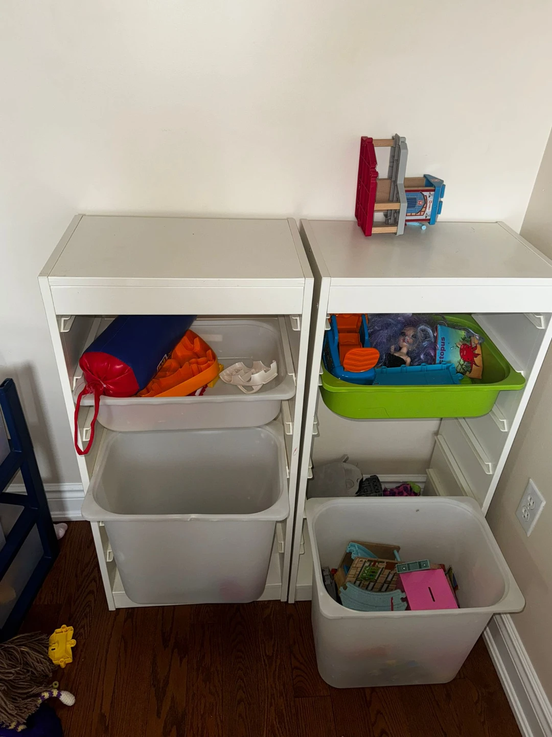 White Storage Unit with Bins