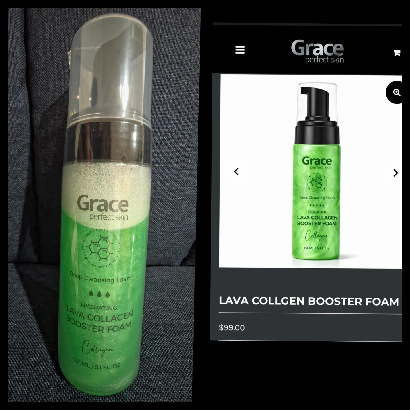 Grace Perfect Skin Hydrating Lava Collagen Booster Foam